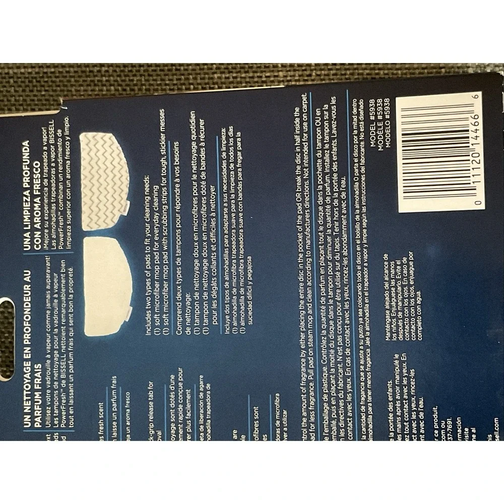Lot Bissell Power Fresh 5938 Steam Mop Pad Kits - 4 Pads Total & 8 Scented Discs